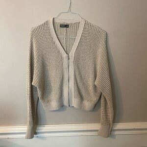 Women's Vera Wang Beige Gold Knit Sweater Cardigan Size XS